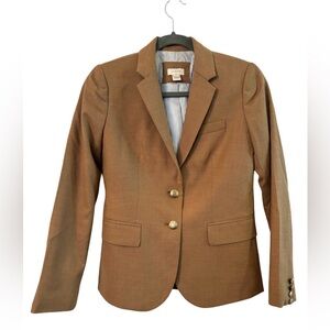J. CREW Schoolboy Wool Blend Tan Camel Blazer in Size 00